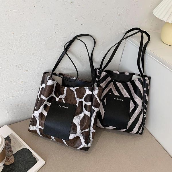 

fashion exquisite shopping bag women animal zebra cow pattern shoulder shopping bag pu daily handle handbag