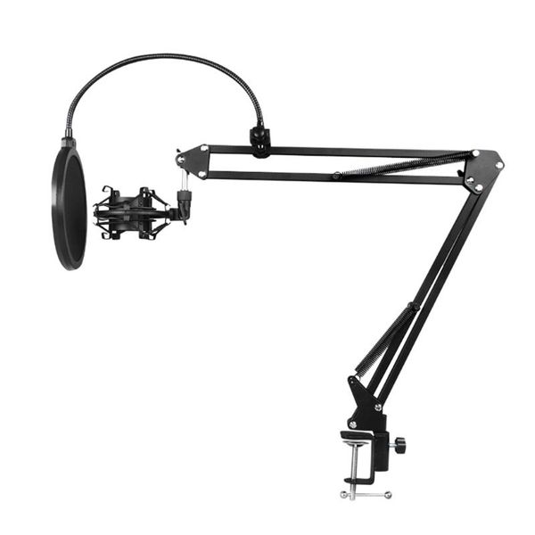 

condenser microphone mic suspension arm stand and table mounting clamp kit