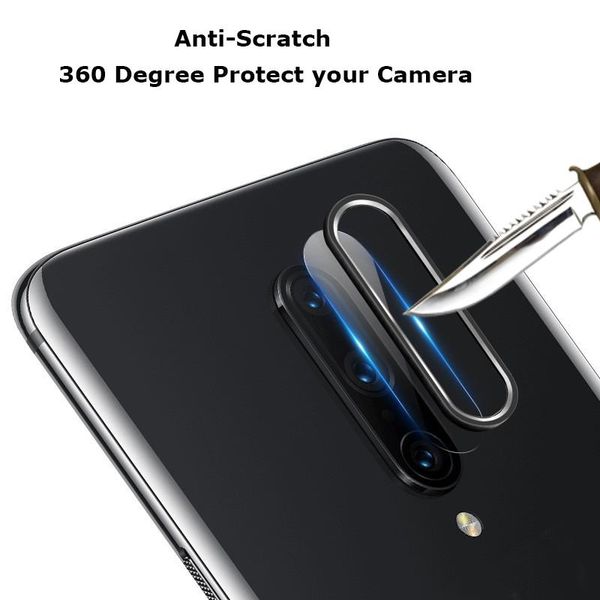 

2pcs for oneplus 7 / 7t pro 7pro 7tpro back camera metal circle ring cover + soft ultra thin lens tempered glass film