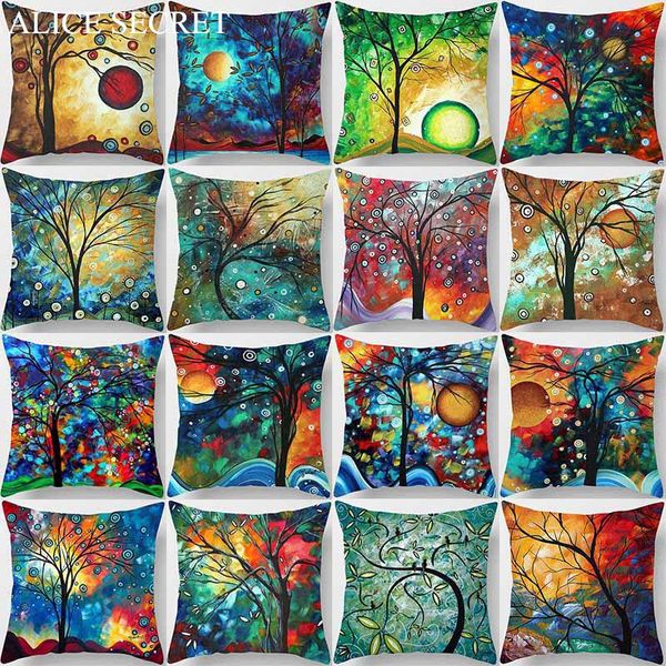 

new beauty colorful tree printed home decoration soft throw pillow case car sofa decoration pillow cover