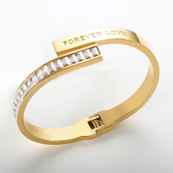 

women square rhinestone bangles fashion stainless steel clasp crystal bracelet for men couple lover wedding jewelry gifts, White