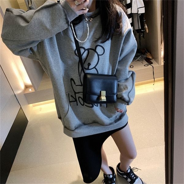 

spring and autumn new air layer bear loose sweater for women (for lovers) large f7897, Black