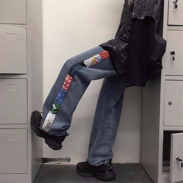 

women's pants & capris jeans women leisure loose high waist retro wide leg womens jean korean style all-match simple full-length trendy, Black;white