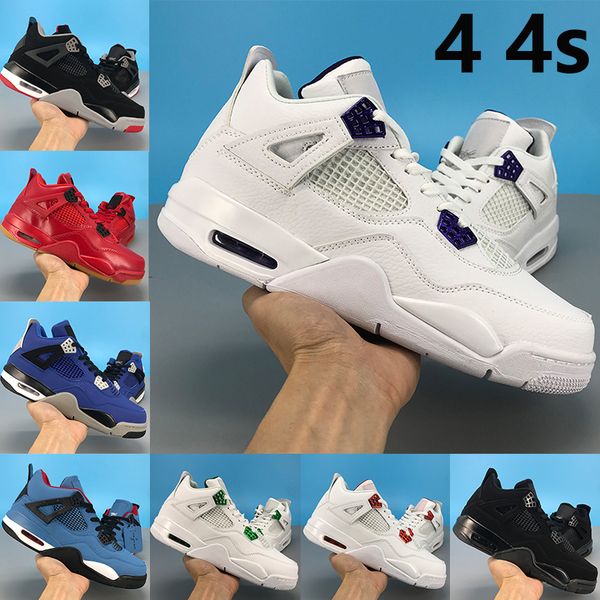 

new arrival 4 4s jumpman mens basketball shoes bred ovo splatter metallic purple encore black cat bred men trainer sneakers us 7-13