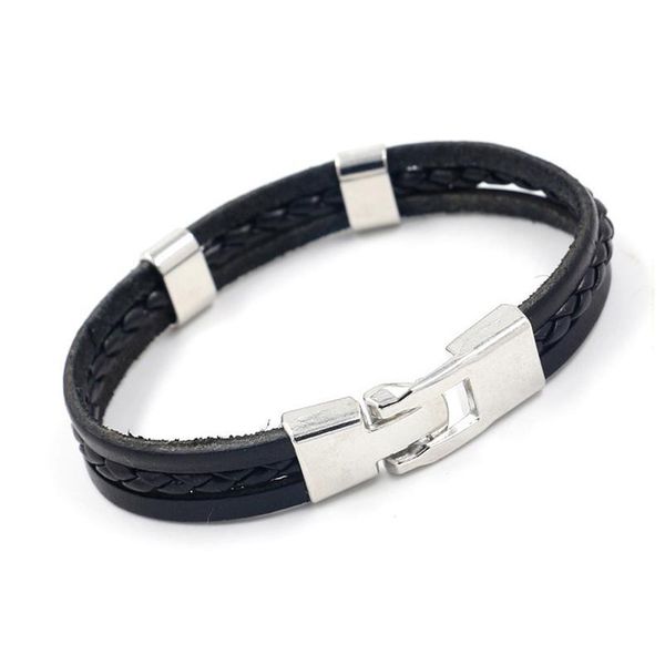 

eif dock new punk braid leather bracelet for men black and stainless steel clasp wristband male jewelry vintage coup jllpur