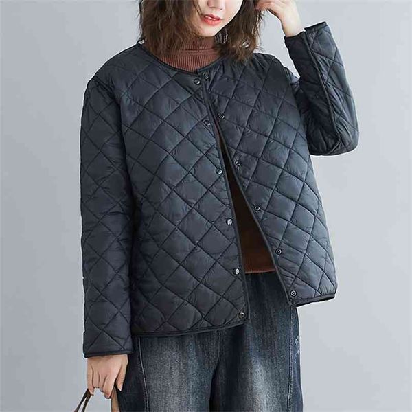 

aransue lightweight cotton padded jacket female short coat autumn and winter fashionable two side wearing thin 210923, Black