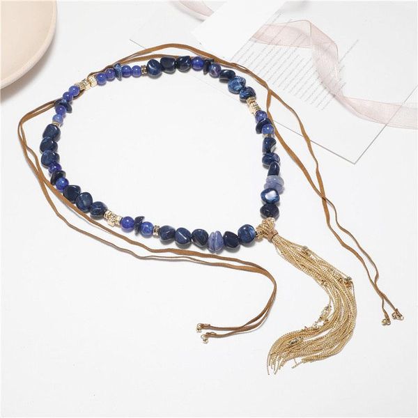

fashion retro bohemian tassel necklace women natural stone tribal necklace for women jewelry gift for her zj-01, Golden;silver