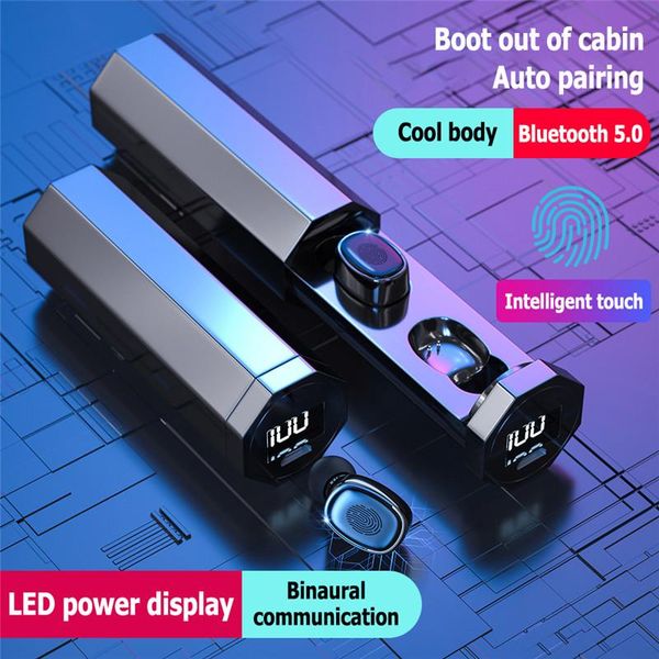 

bluetooth earphones b9 tws wireless headset 5.0 wireless 8d hifi sport earphone with charging box mic digitale display for phone