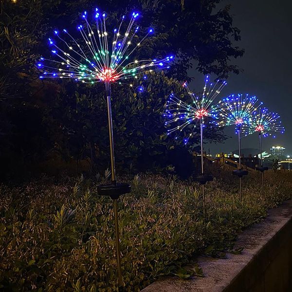 

lawn lamps 2-pack outdoor solar powered lamp sunlight grass fireworks lights 120 led landscape holiday light for garden decoration