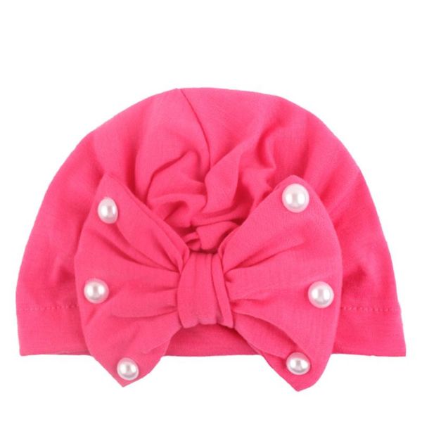 

caps & hats born kids baby girls turban headwear pearl knot beanie hat flower solid fashion soft accessories, Yellow