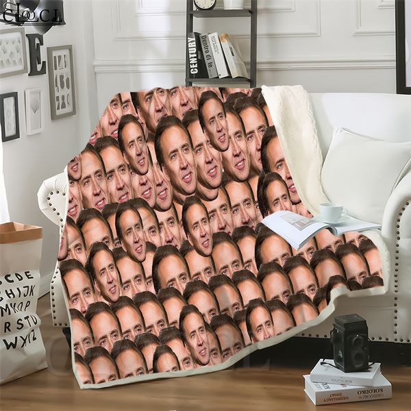 

cloocl nicolas cage funny 3d print street style air conditioning blanket sofa teens bedding throw blankets plush quilt