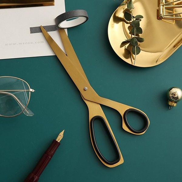 

dokibook golden brass school scissors asymmetric scissors minimalist design office household kawaii korean stationery, Black