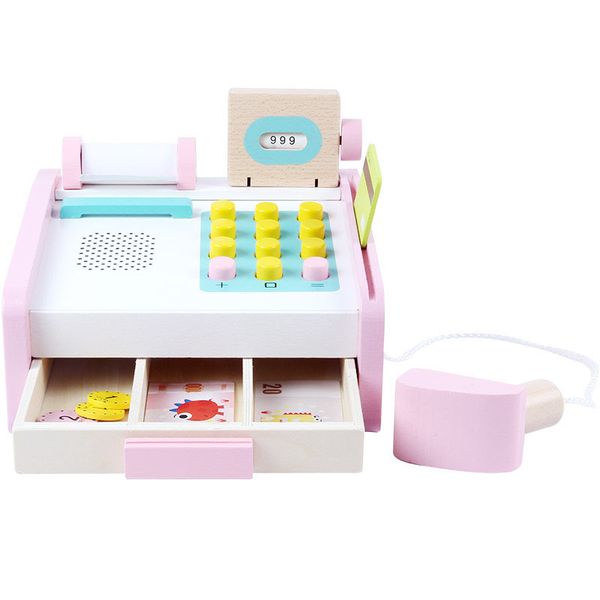Simulation Registrierkasse Kinder Montessori Pädagogisches Spielzeug Rosa Holz Für Kassierer Schreibtisch Baby Geburtstagsgeschenk