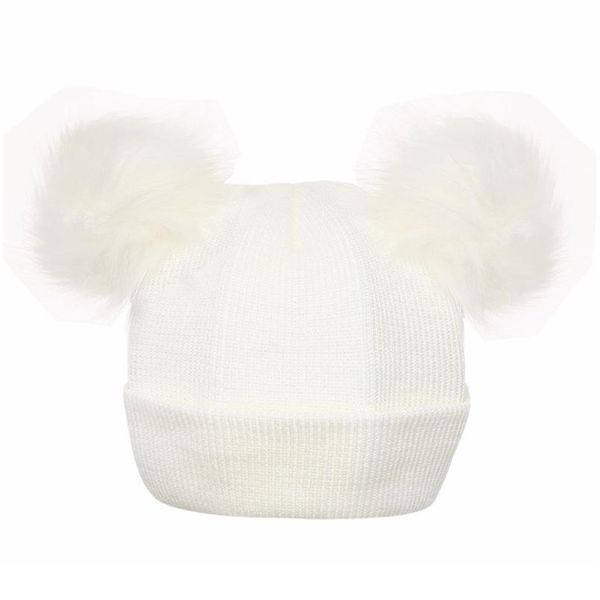 

winter knitted baby hats 2018 girls boys sweet solid hat with two fur pompoms balls kids caps for baby girls w jllndh, Yellow