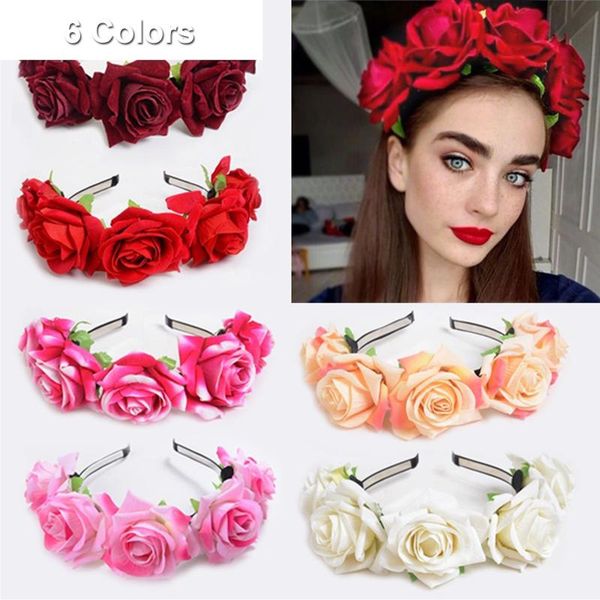 

simulation rose flower wreath festival wedding garland hair head band hair accessories for women wreath party decor flores
