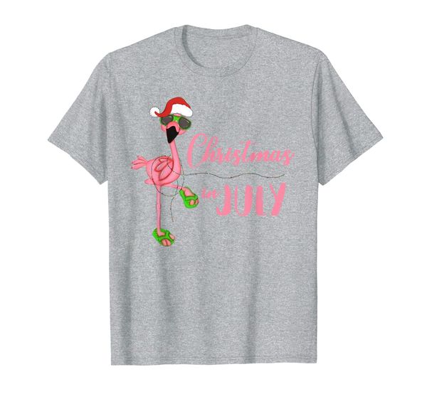 

flamingo santa hat christmas lights christmas in july shirt, White;black