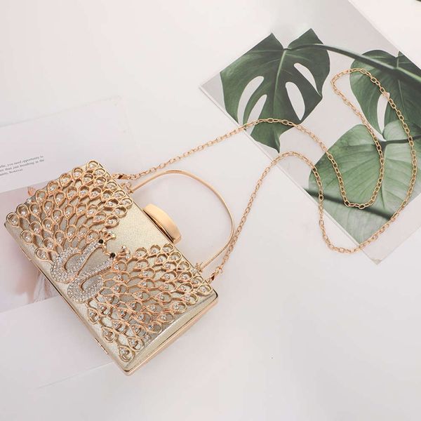 

2020 new style fashionable women's hand dinner peacock open screen messenger single shoulder evening bag