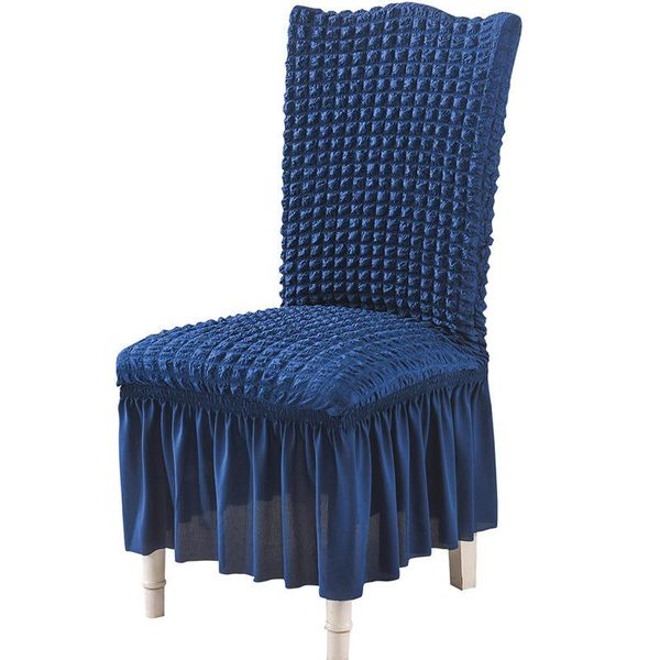 

chair covers bubble plaid with skirt dining cover elastic slipcover stretch for wedding party seat 1/2/4/6 pcs