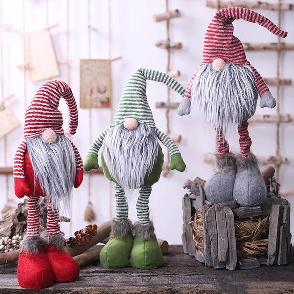 

3 colors christmas plush santa doll decoration striple long legg swedish standing doll ornament christmas xmas tree dhl