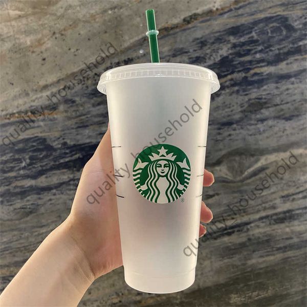 

starbucks mermaid goddess 24oz/710ml plastic mugs tumbler reusable clear drinking flat bottom pillar shape lid straw cups more thanai0b