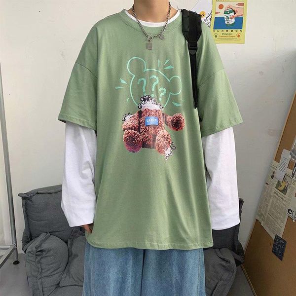 

men's t-shirts autumn mens streetwear graphics print patchwork o-neck long sleeve fashion tshirt harajuku oversized casual t shirt, White;black