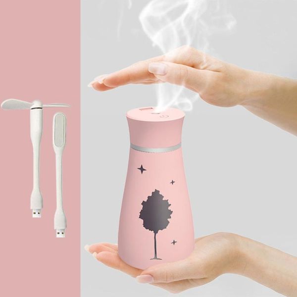 

essential oils diffusers 3 in1 humidifier 7 colors led light car aroma diffuser 200ml cartoon tree mini atomizer with fan&table lamp visible