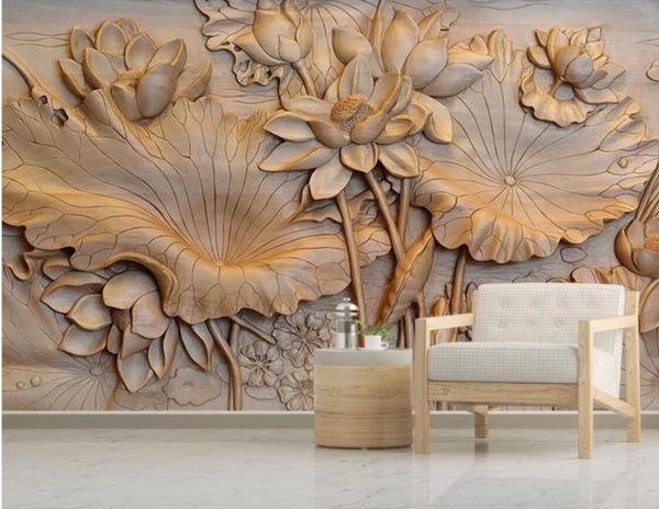 

wallpapers 3d stereo embossed waterlily flower wall mural po wallpaper printed paper contact floral murals papel de parede