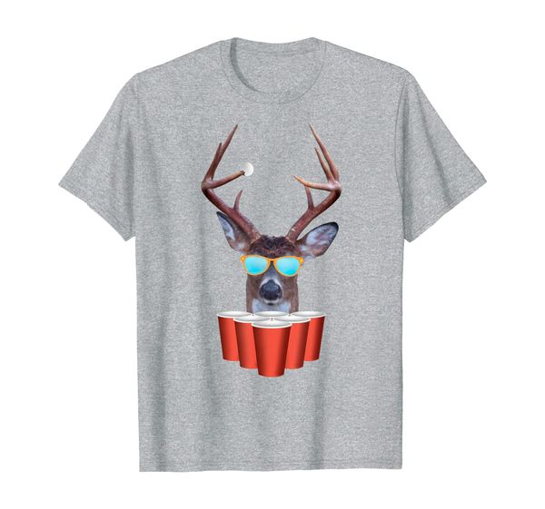 

deer beer pong hipster buck red cup graphic t-shirt, White;black