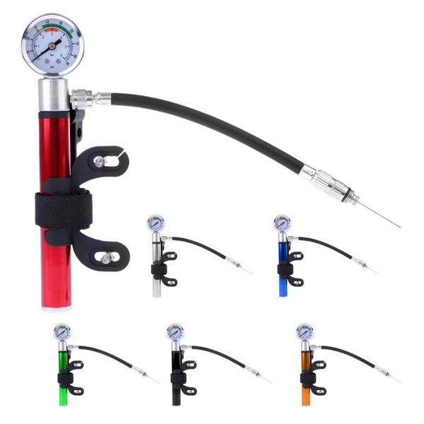 

bike pumps aluminium alloy pump with gauge hand mini hose air inflator