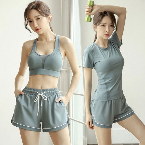 

sports high end professional leisure women's fitness yoga morning running suit 2021 spring and summer beginner, Gray