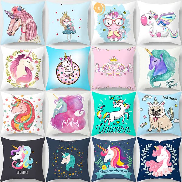 

miaotu design unicorn cushion covers cute animal decorative pillows cover for kids cartoon sofa pillowcases for home decor