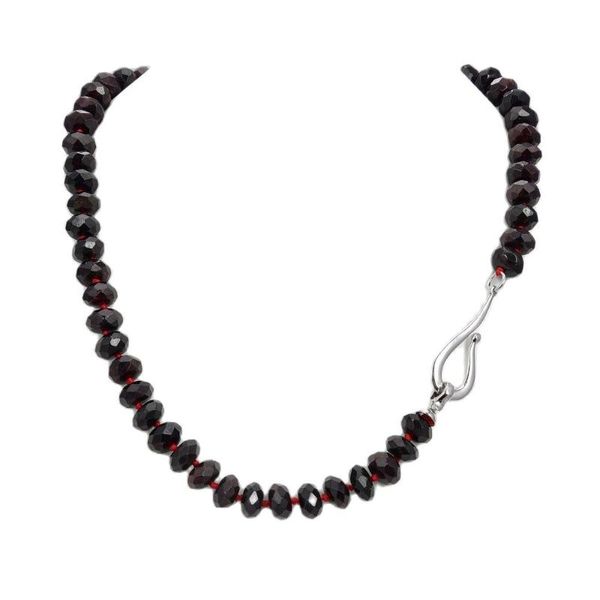 

chokers jk 20" natural faceted rondelle garnet necklace, Golden;silver