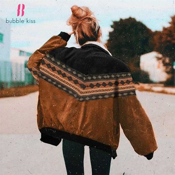 Mulheres Vintage Algodão Casacos Casacos Autumn Moda Roupa Imprimir Outwear Loose Top Bohemian Manga Longa Feminina Elegante Streetwear 211029