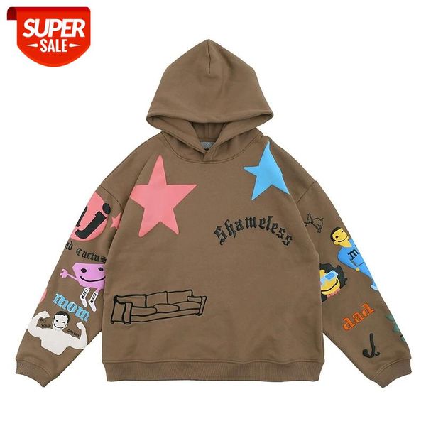 

seveyfan 2021 men's hooded long-sleeved sweatershirt fleece foam printing hoodie hip-hop loose hooded sweatershirt #kx4b, White;black