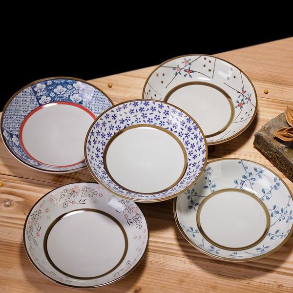 

dishes & plates 1pc japanese-style round dish ceramic western steak household dinner plate dessert kitchen tableware