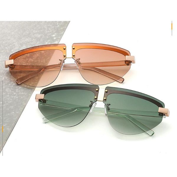 

sunglasses fashion women 2021 brand designer rimless gradient sun glasses shades cutting lens frameless uv nx, White;black