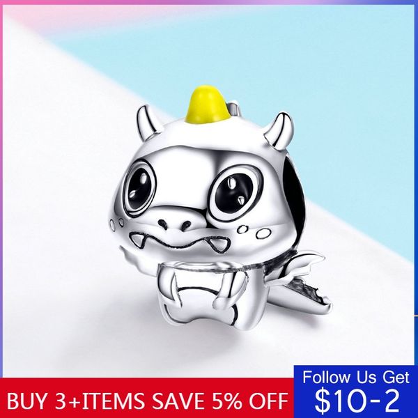 

pandach 925 sterling silver 2019 cute unicorn charm beads fit original 3mm bracelet pendant charms for jewelry making 060, Bronze;silver