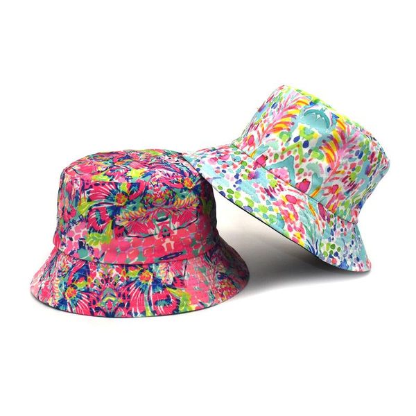 

berets printed double-sided wear spring and autumn hats travel sun hat bucket men's panama wholesale, Blue;gray