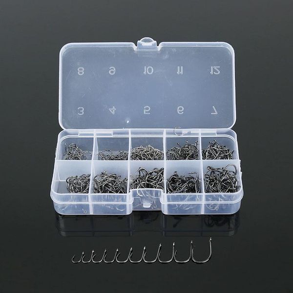 

500pcs fishing perforated hook perforated fish tackle box set size #3~#12 sharp