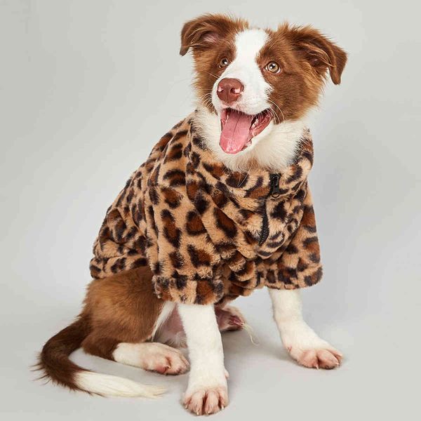 

pet tide brand fashion warm leopard dog cloth cat autumn winter medium small coat