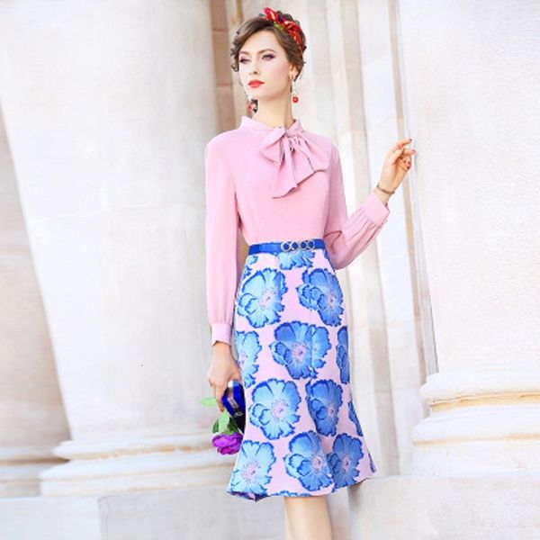 

new lady in the office skinny 2021 english spring style dress feminine print sewing professional division slices skirt with belt n8p1, Black;gray