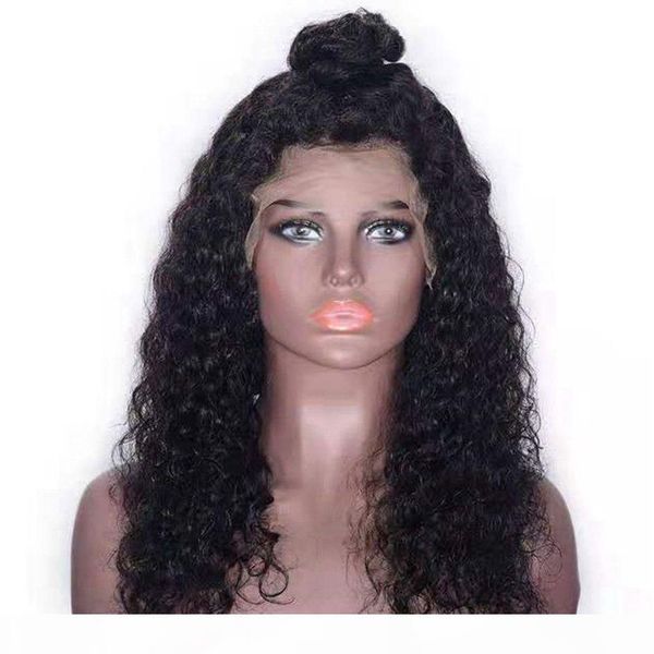 

brazilian human hair lace front wigs with baby hair water wave pre plucked lace wigs natural color, Black;brown