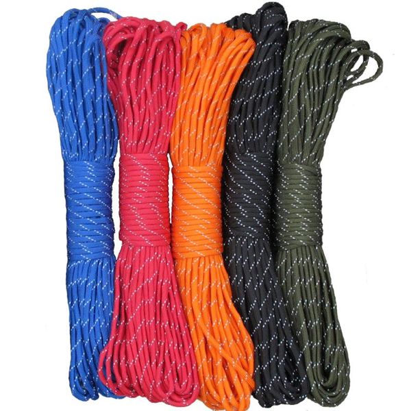 

reflective paracord 550lb 7 strand 100ft 31 meter survival 7strand paracord for outdoor survival campling tent equipment