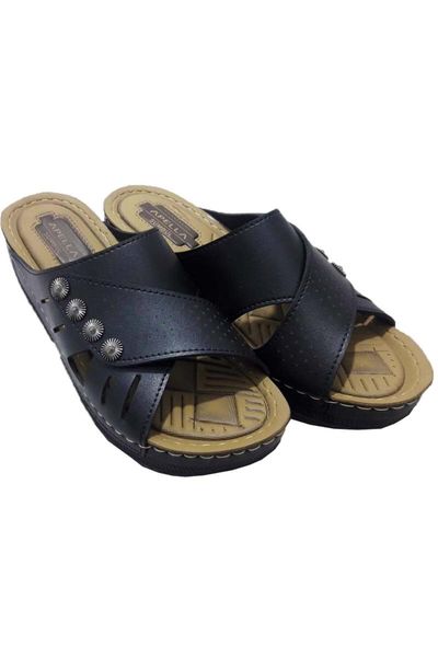 

slippers women's black metal with 5-star detailed