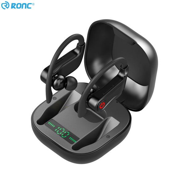 

hbq q62 tws wireless earphone bt 5.0 stereo sport headphones waterproof ear hook headsets power display handsearbuds