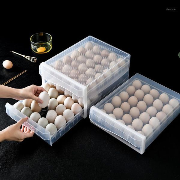 

storage bottles & jars double layer egg tray box refrigerator holder organizer transparent drawer case