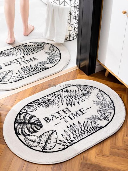 

oval cake velvet floor mat bathroom bathroom door absorbent non-slip mat home bedroom entrance carpet door