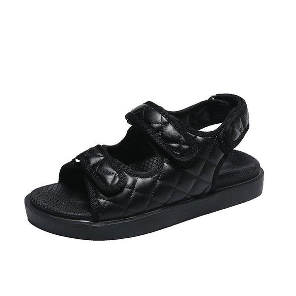 

sandals 2021 arrive women casual flat roman embroidery thick-soled summer shoes pu leather soft female, Black