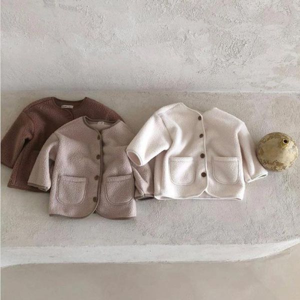 

jackets korean baby girl autumn winter jacket fleece warm coat kids single breasted toddler children boys outwear, Blue;gray