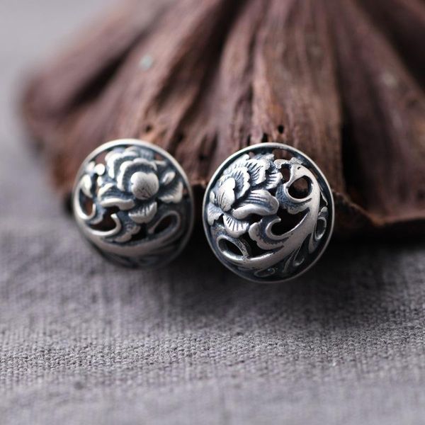 

stud chinese style hollow silver earrings jewelry for women fashion unusual 2021 trend push back asymmetry gifts, Golden;silver